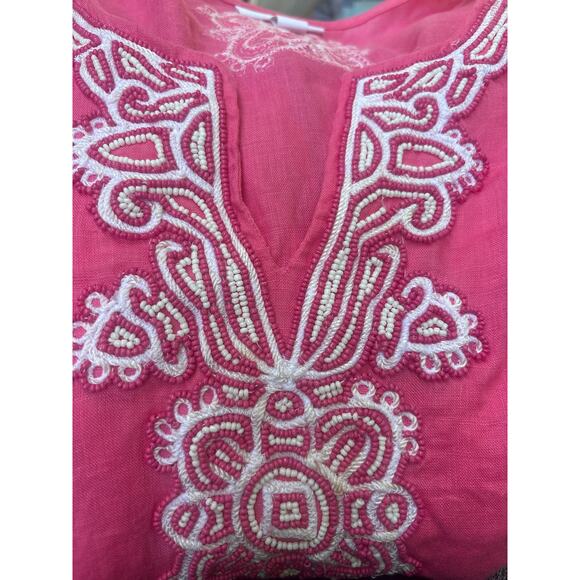 Charter Club Lined Beaded Tunic Top Blouse Cover up XL Beachy Coastal Summer - Picture 4 of 12